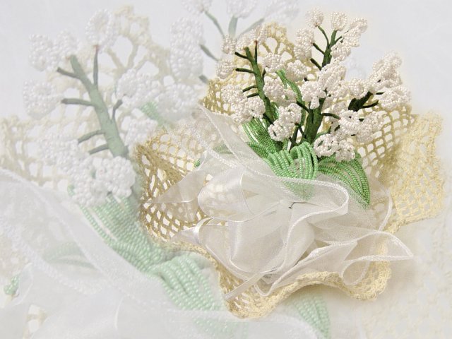 mughetti di perline bouquet da confezionare con portaconfetti per bomboniere confetti matrimonio, buste cartoncini sposi