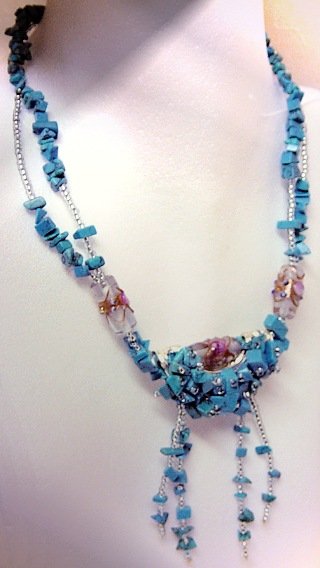 pietre turchesi perline rocailles cristallo perle fiorellini per fai da te collana trendy