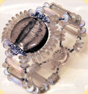 creare braccialetti perle grigie economici motivo orologio mix perline bastoncino dischetti conterie perla grande foglia d'argento