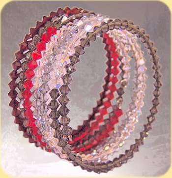 Swarovski fai da te bracciale cristalli bordeaux grigio ematite rosso fili armonici