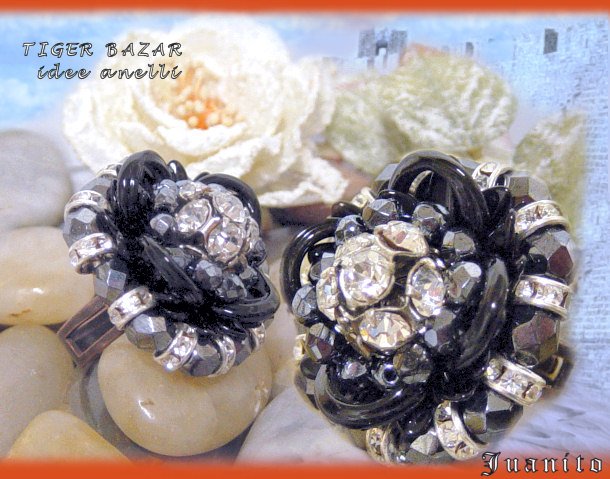 bigiotteria-perline - creazione di anello di perle, strass e perline rocailles