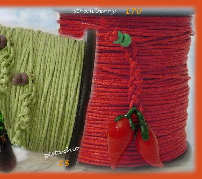 bobine rotoli in vendita online di lacci cerati per collane gioielli perline, idea con charms ciondoli verdura peperoncino