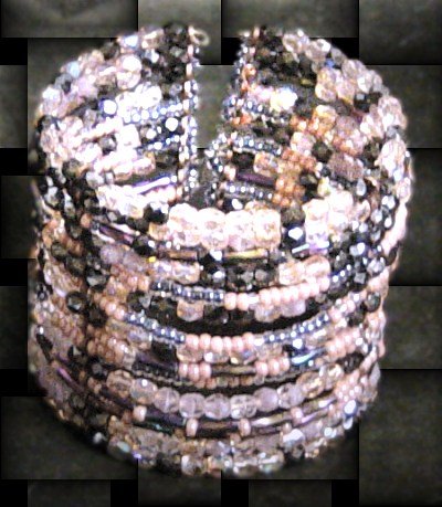 rosa grigio lilla braccialetto perline e barrette distanziatrici rame per tessitura fili armonici e metallici