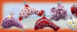 delfini elefanti di murrine per creare bigiotteria accessori perline, charms idee per confetti e bomboniere fai da te