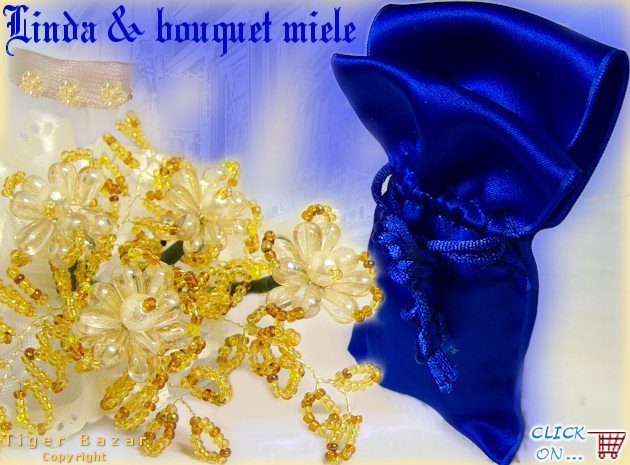 fiorellini fai da te con perline bigiotteria gocce rametti foglie rocailles per creare bijoux fiori conteria x bomboniere con sacchetti blu