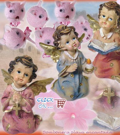 accessori fiorellini angioletti fiori smiling rosa bomboniere bambine segnaposto