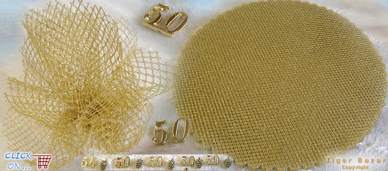 simboli 50° anniversario centrini rete dorata per bomboniere confetti nozze d'oro