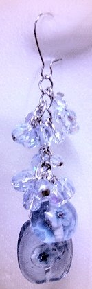 orecchini grappolo perline aquamarina catenella argento murrine e perle azzurre