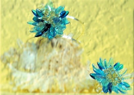 bracciale anello margherita azzurra daisy da costruire su basi argentate