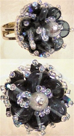 schema riccio fare anelli perline nere argento cristallo iridato base anello metallo argentato