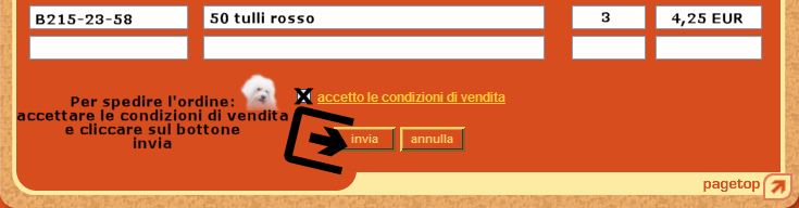 come ordinare articoli del catalogo online, inviare il modulo d'ordine compilato per l'acquisto di tulli bomboniere