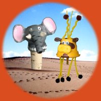 tappo decorato elefante, vasetto coccio giraffa