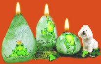 bomboniere decorazioni candele con decoupage tovagliolino principe ranocchio