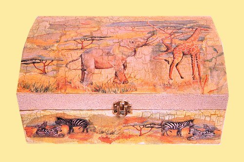 portagioielli per collane anelli bigiotteria decorazione decoupage tovagliolo safari 3 D
