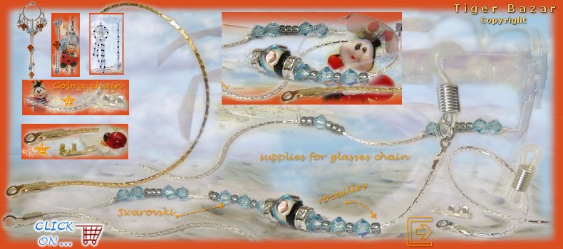 perline bigiotteria cristalli Swarovski, creare con catene cobra esempio di chiusura catenine occhiali, idee orecchini