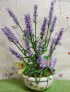 miniatura bonsai vetrina fiori lavanda perline ciotola deco quadrifoglio